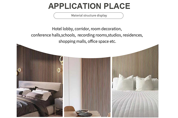 Melamine Finish Wooden Slats Wall Polyester Sound Insulation Board Panel Acoustic Slat
