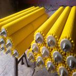 Brush Roller, Corrugated Roller, Yellow Corrugated Wire Brush Shaft, Leaf