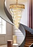 LED Spiral Luxury Crystal Golden Big Chandelier Duplex Building european crystal