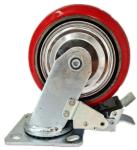 6 Inch Heavy Duty Casters With Brakes Orange Urethane Casters Cast Iron Wheels