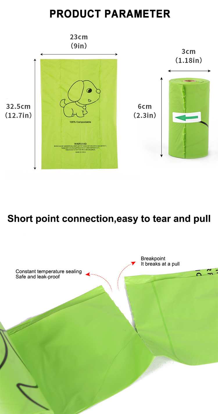 Compostable 0.015mm Biodegradable Dog Poop Bag One Color Printed