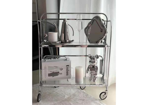 Buy cheap Clear 2 Tier Stainless Steel Trolley Steel Pipe Mid Century Tea Cart from wholesalers