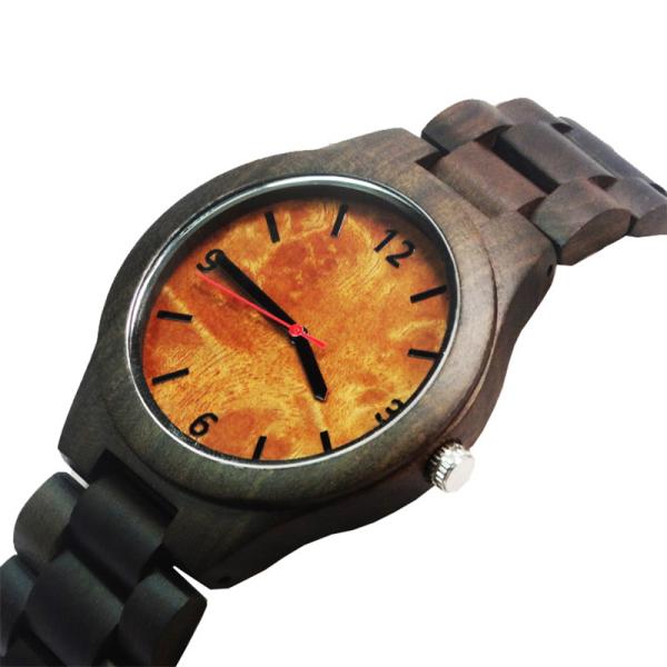 Buy cheap Natural Black Wood Watch Men Business Luxury Stop Watch Quartz Movement Wood Watches Luxury Gift Full Wooden Watches from wholesalers