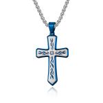 Blue and Gold Metal Prayer Choker for Men Stainless Steel Link Chain Necklaces