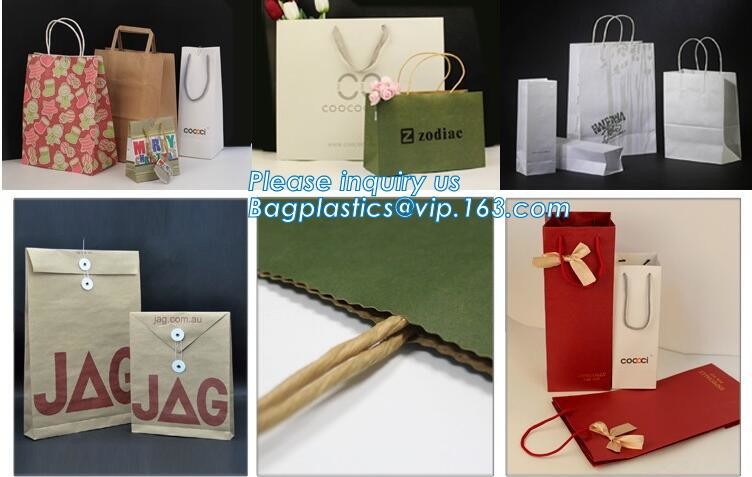 tea brown paper bag with logo print eco friendly With Ribbon Handles wine packaging offset bags,Decorative Paper Bags wi