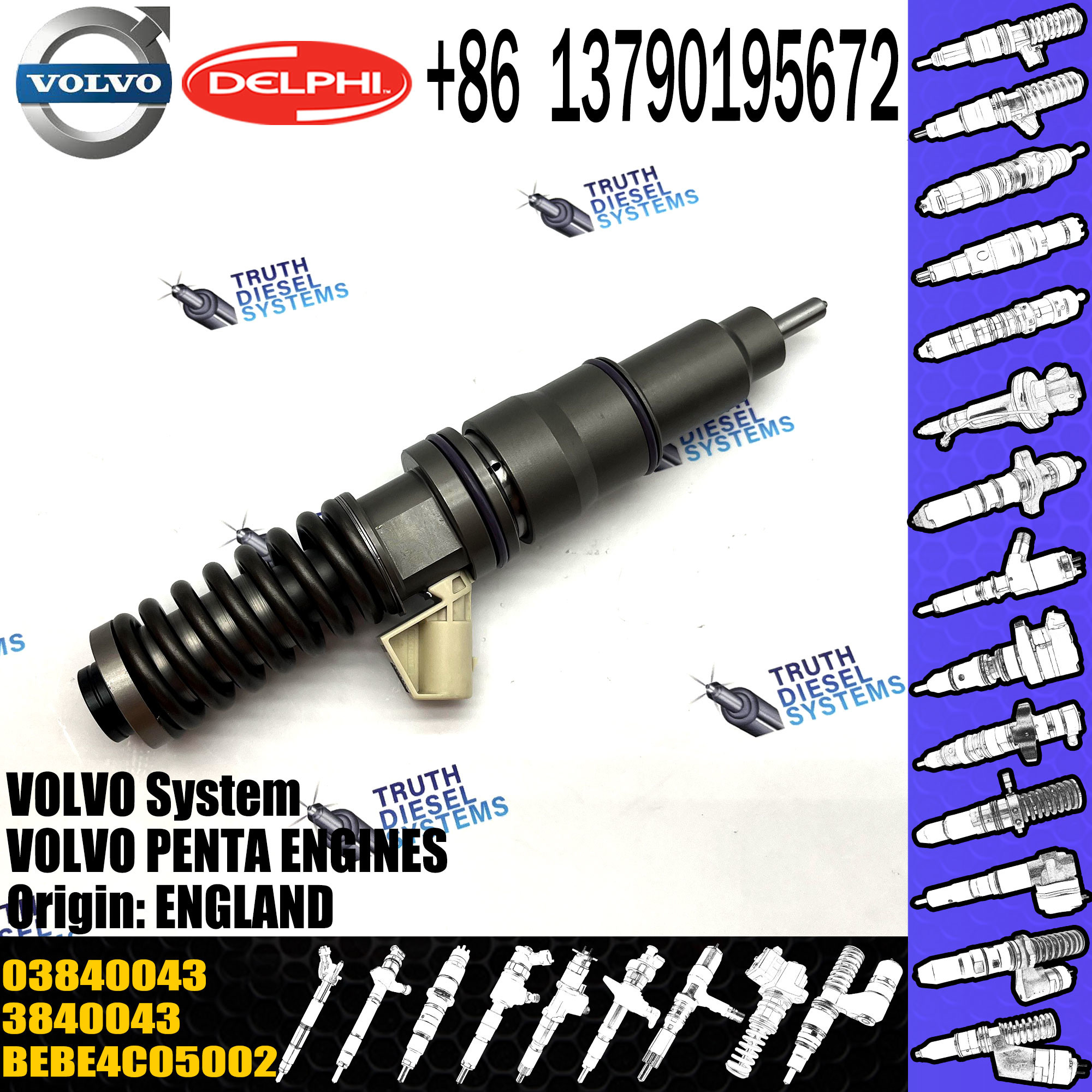 Common Rail Fuel Injector BEBE4C05001 BEBE4C05002 3840043 03840043 for VOL PENTA ENGINES