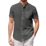 Slim Fit Men Cotton T Shirts Standing Collar Cotton Linen Shirt