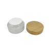 Buy cheap 30g 50g Frosted Glass Cosmetic Jars With Bamboo Lids Luxury Face Cream Container from wholesalers