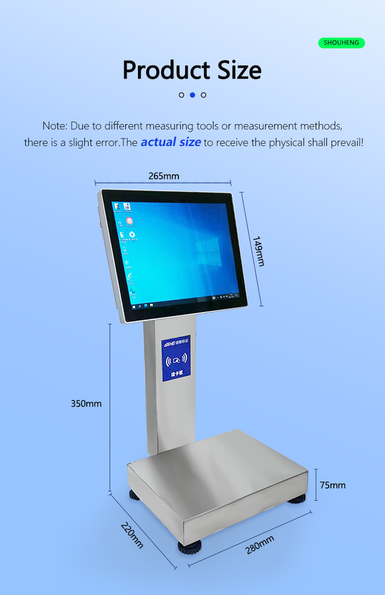 1- 15kg/5g Capacity Smart Card Piece Weighing Scale with 12-Inch Waterproof Touch Screen