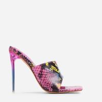 Buy cheap Faux Snakelike Print Platform Stiletto Sandals Open Square Toe Mules product