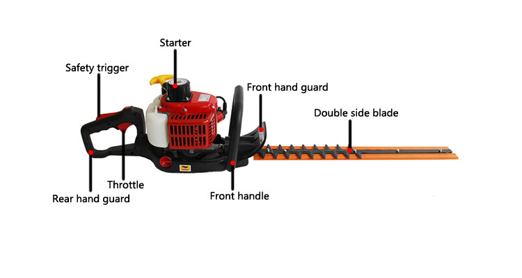Anti Vibration anti slip Cordless 650w Petro Gasoline Garden Hedge Trimmer Dual Blade grass trimmer