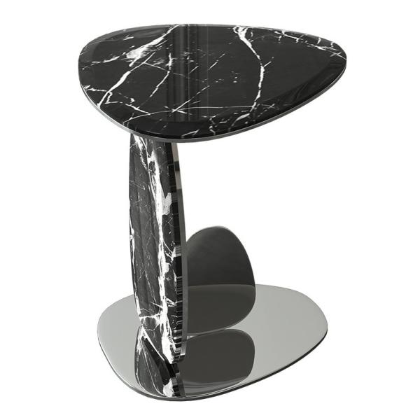 Buy cheap Smooth Surface Oval Black Marble Top Sofa Table Height 55cm from wholesalers