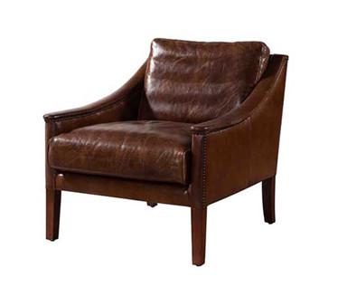 Buy cheap Vintage Leather Leisure Chair With Leather Arms Wooden Legs from wholesalers