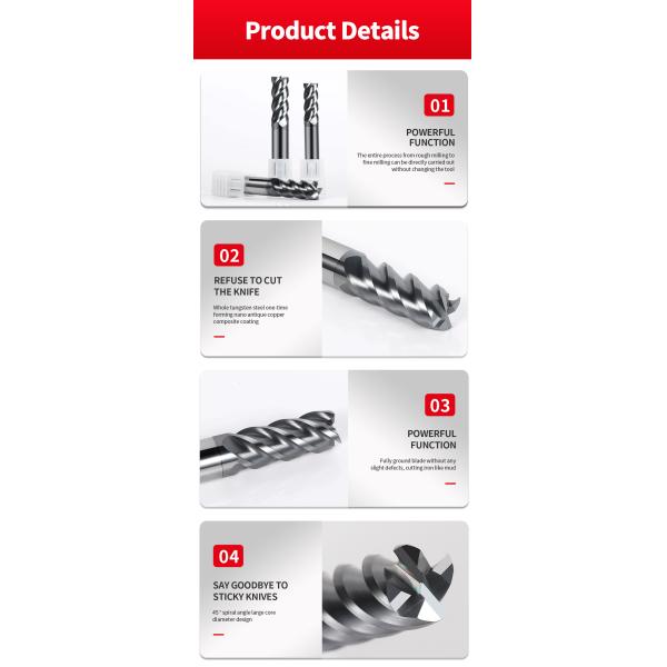 55° Metal Milling Cutters Tungsten End Mill Bits For Metal ODM