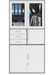 3 middle drawer 2 glass swing doors metal steel office filing cabinet specificat