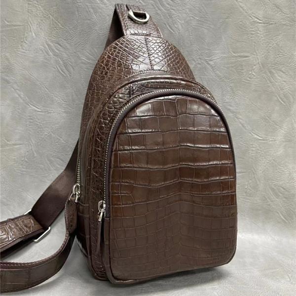 Buy cheap Exotic Crocodile Skin Men's Chest Bag Authentic Genuine Alligator Leather Male Messenger Bag Crossbody Shoulder Bag from wholesalers
