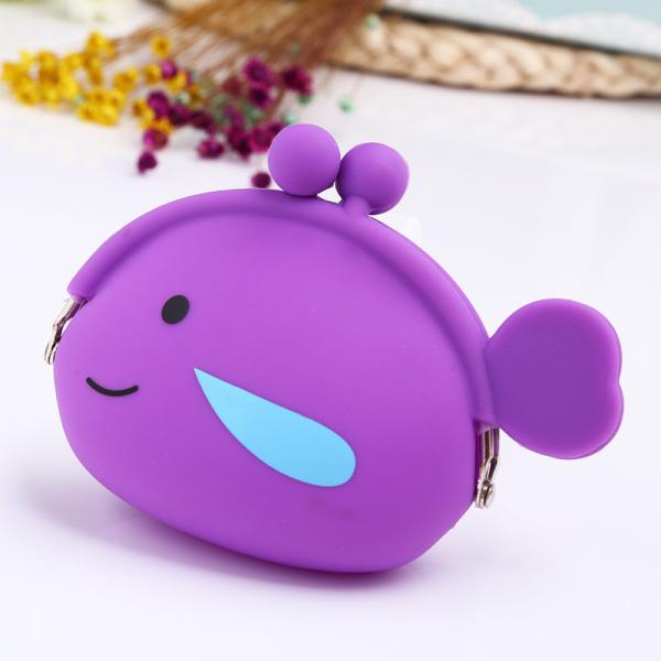 Cartoon Animal Silicone Fish Coin Wallets Purse Headset Bag For School Prize