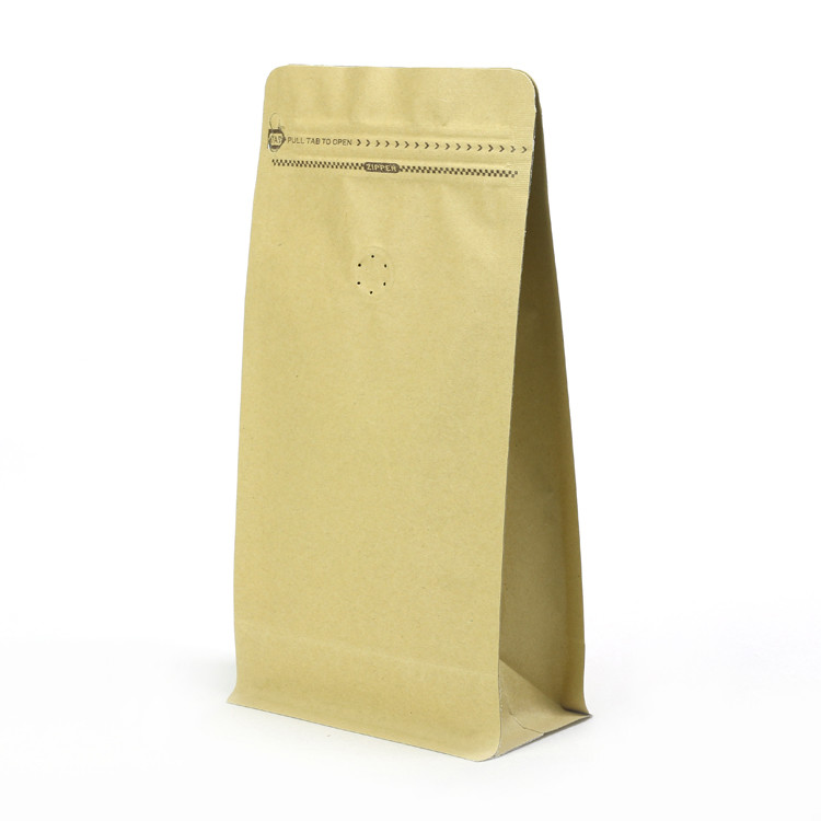 side gusset kraft paper flat bottom tea pouch 1kg coffee packaging zipper bag with valve