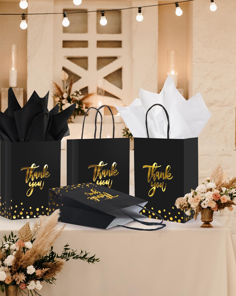 Hand Length Handle Popular Design Your Own Logo Handle Bulk Thank You Gift Carry Kraft Paper Bags