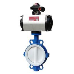 Buy cheap PTFE Lined Butterfly Pneumatic Operated Valve Pneumatic Flow Control Valve from wholesalers