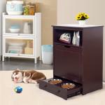 E1 MDF Board Pet Feeder Station Cabinet 580x340x820CM With 2 Stainless Steel