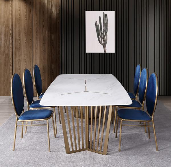 Buy cheap Modern Dining Stainless Steel Base Artificial Marble Dining Table with 6 chairs from wholesalers
