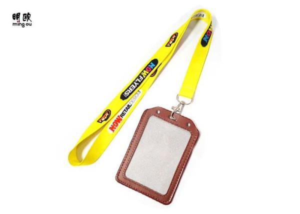 Buy cheap Leather Card Personalized Badge Holder Lanyard For School ID OEM / ODM from wholesalers