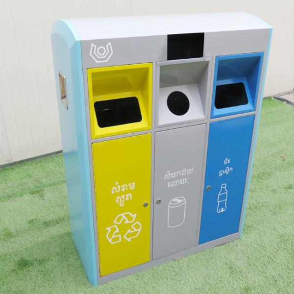 Buy cheap Stainless Steel Recycling 1350mm 35L 3 Compartment Trash Can from wholesalers