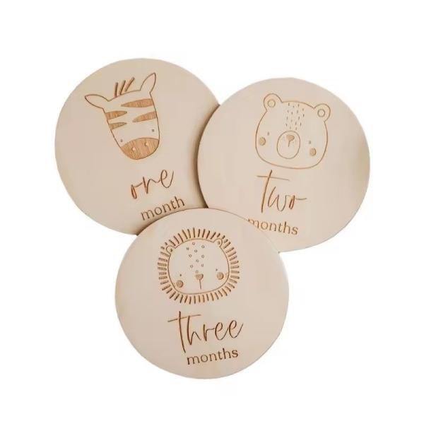 Buy cheap Newborn Baby Shower Gift customized laser-cut cartoon animal monthly wooden baby milestone from wholesalers