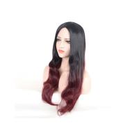 Buy cheap Black To Wine Red Colored Synthetic Wigs Long Natural Wavy Smooth Feeling product
