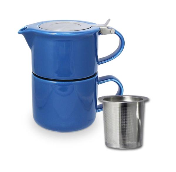 Quality Ceramic teapot set with stainless steel infuser and lid glossy glaze stoneware for sale