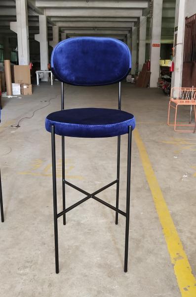 Buy cheap Elegant Iron Metal Base Navy Blue Fabric Bar Chair for Club Bar from wholesalers