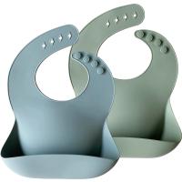 Buy cheap Molding In One Adjustable Waterproof Feeding Bibs With Food Catcher Pocket product