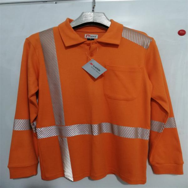 Buy cheap EN20471 Long Sleeve Orange Hi Vis Workwear Polo Hi Vis Workwear With Reflective Tape from wholesalers
