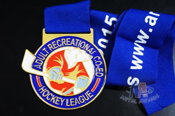 Quality Baseball Or Hockey Dancing Custom Sports Medals For Canada With Printed Ribbon for sale