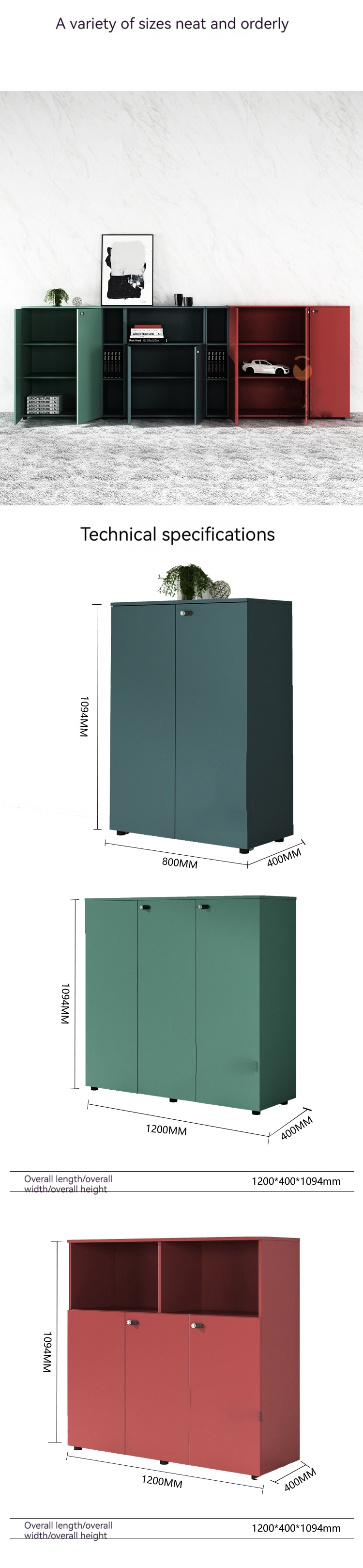 Wooden Color Code Lock File Cabinet for Modern and Functional Office Environments
