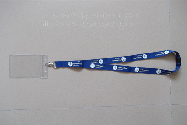 Personalized printed lanyard with vinyl badge sleeve