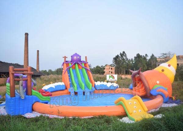 Buy cheap Outdoor PVC Tarpaulin Inflatable Water Park Games On Land With 3 Slides from wholesalers