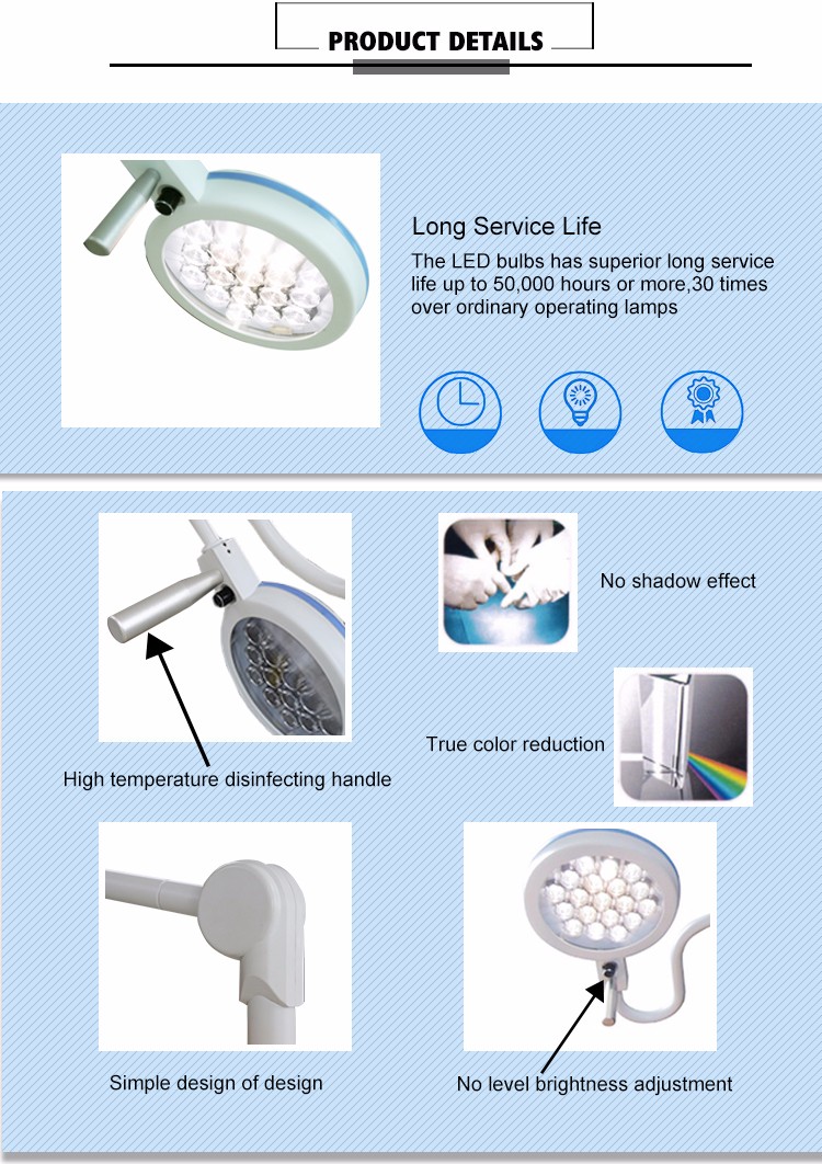 Alluminum Alloy Examination Ceiling Mounted Surgical Lights 280C Cold Light Operating Lamp