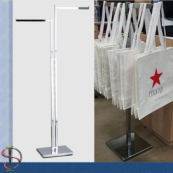 T-Shape Display Stand For Totebag / Metal Display Rack / 2 arms Fixture / OEM