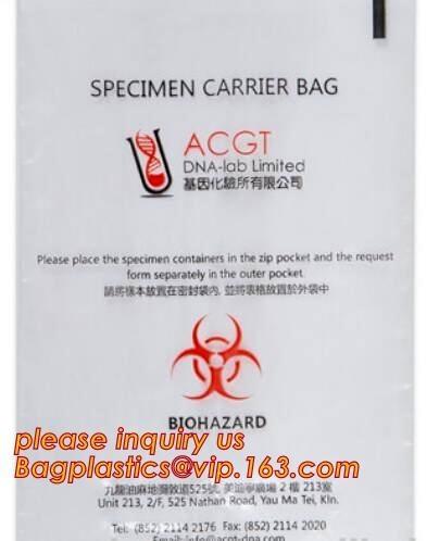 Buy cheap SPECIMEN CARRIER BAGS, Co-extrusion PE Garbage Bags, trash bag for infecciosas, Medical consumables biohazard waste disp from wholesalers