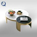 Stainless Steel Coffee Table Set Brushed Champagne Gold 11mm Sintered Stone On