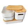 Buy cheap Countertop PP Plastic Storage Organizer With Bamboo Lid For Kitchen from wholesalers