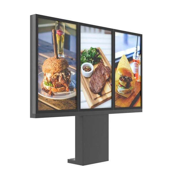 49inch Digital Drive Thru Menu Boards For Restaurants 3000nits Spliced 3 Screens