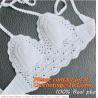 Buy cheap summer sexy cotton handmade crochet bikini bra candy swimwear top beachwear top string bra camisole underwear from wholesalers