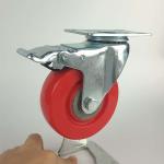 4" Casters With Brakes Meidum Duty Red PVC Swivel Industrial Trolley Wheels 4