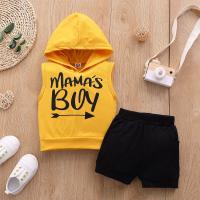 Buy cheap Summer Black Two Piece Suit 47in Yellow Sleeveless Jacket For Boys product