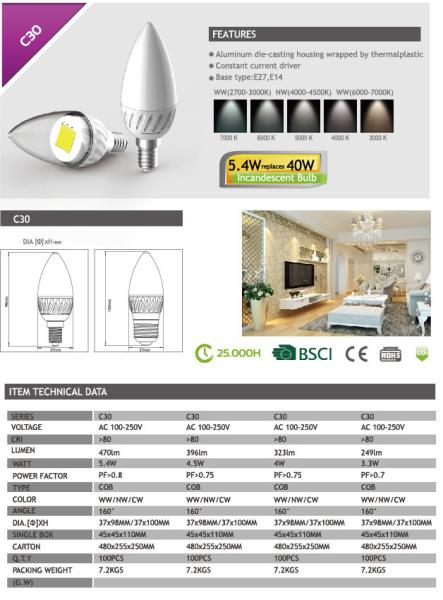 Buy cheap BULB C30 LED COB from wholesalers