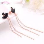 Buy cheap Fashion Color Women Jewelry Latest Fashion Rose Gold Plated Earring Swan Tassel from wholesalers