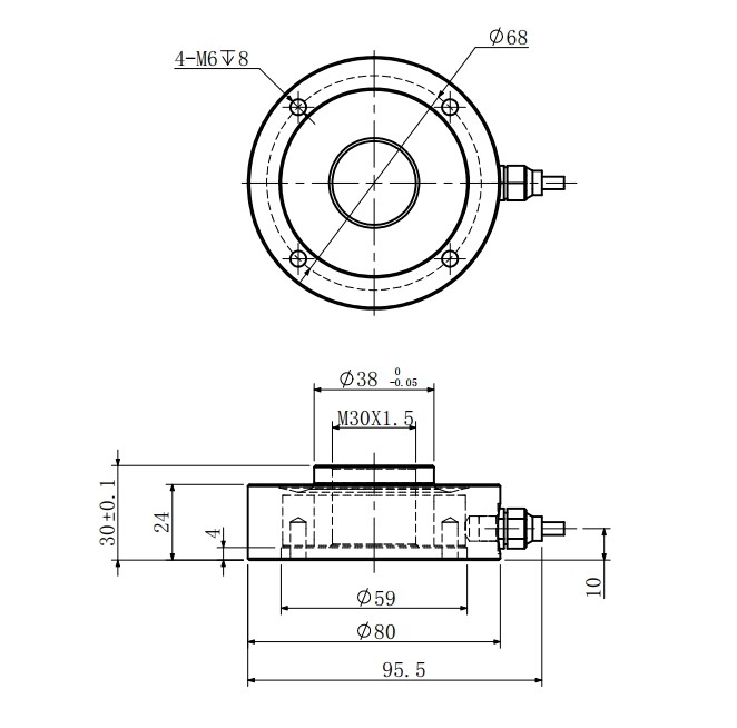 5-50kn Stainless Steel Miniature Force Sensor 1.5±10%MV/VRing Force Sensor